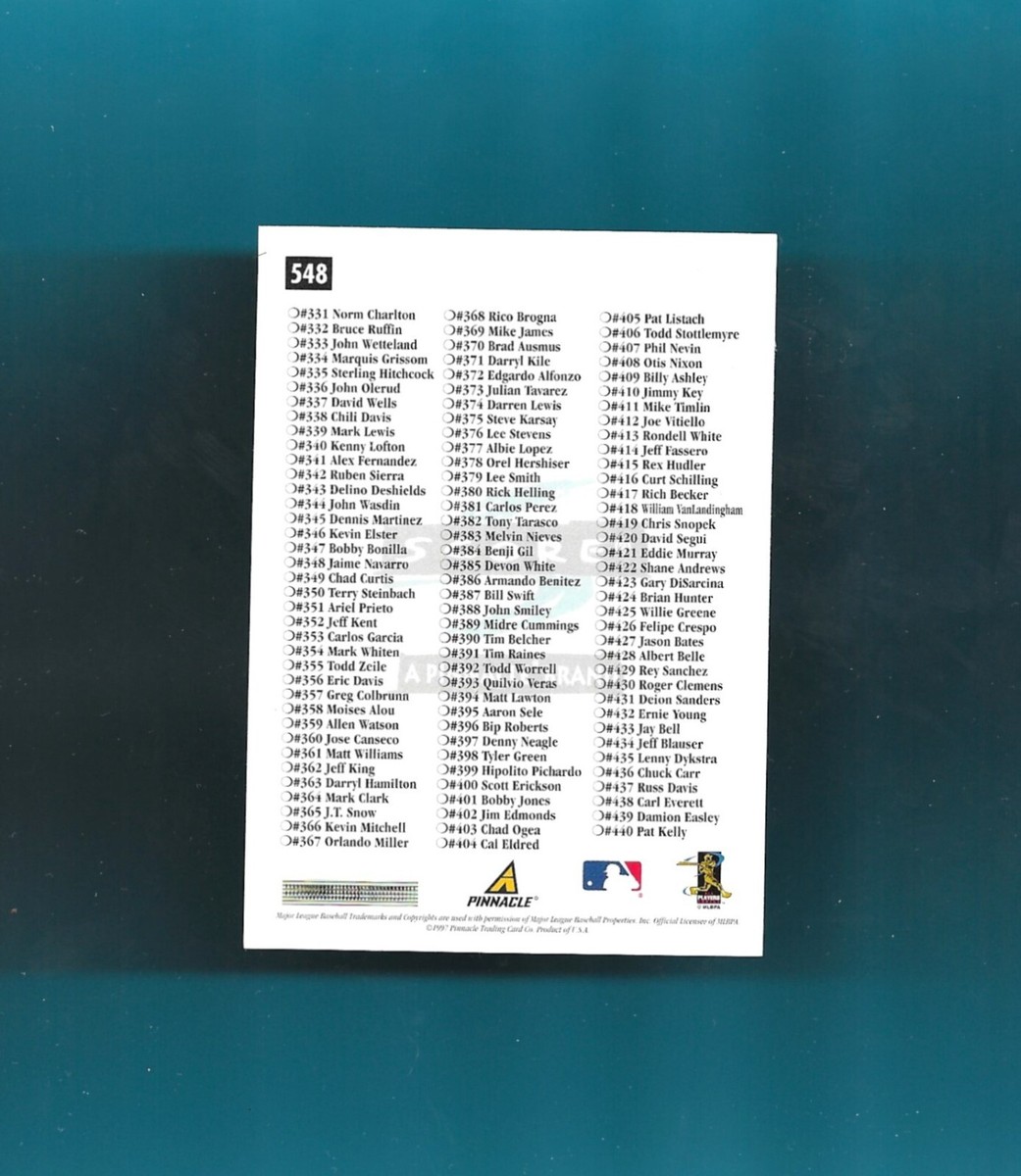 1997 Score CHECKLIST Card # 548 KEN GRIFFEY JR SEATTLE MARINERS
