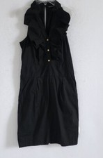 EXPRESS DESIGN STUDIOS WOMENS SZ 4 BLACK STRETCH  DRESS RUFFLE V NECK SLEEVELESS