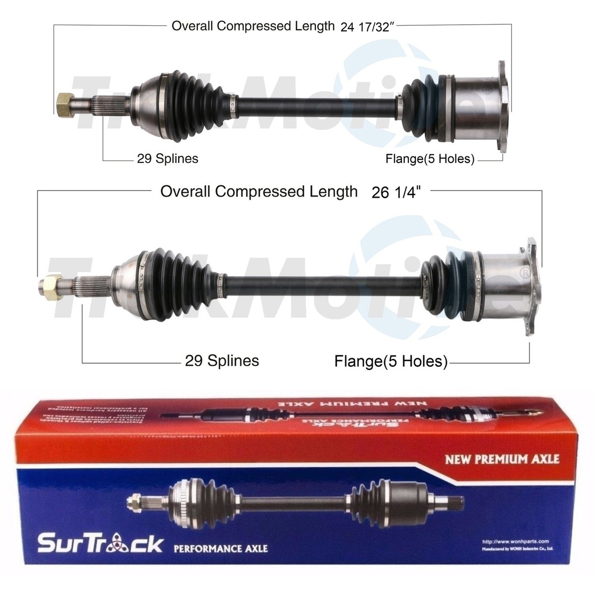 SurTrack Pair Set of 2 Rear CV Axle Shafts For Nissan 300ZX