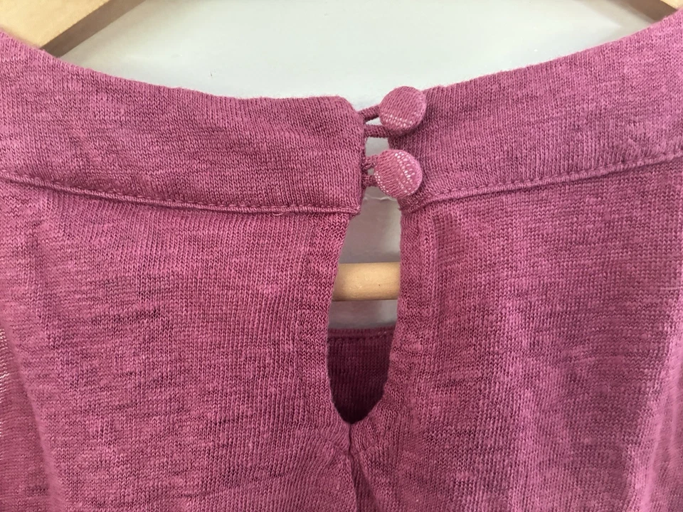 Женская однотонная бордовая прозрачная 100% льняная майка без рукавов с круглым вырезом Joie M - Изображение 4 из 4