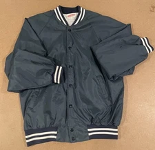 vintage Hartwell satin bomber Jacket Size Med Navy Blue JK165205 Made In USA