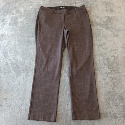 Lane Bryant Allie Dress Pants Womens Size 18 Brown Plaid Pockets Stretch 38x31.5