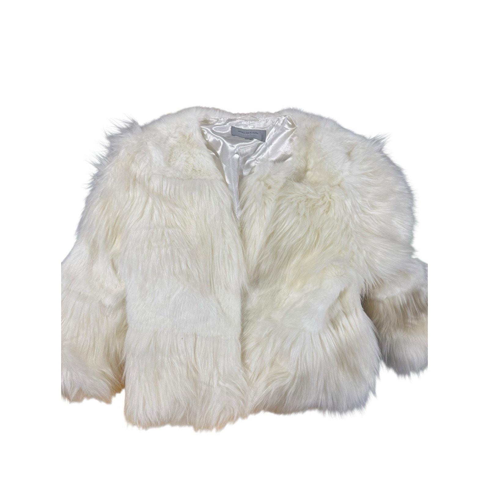 Designer Marc New York womens Large Faux Fur Satin Lined Vegan Jacket New Years