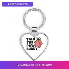 Custom Siamese Cat Paw Print Keychain Personalized Pet Name Heart Shaped