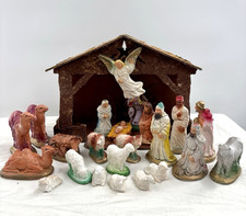 Vtg Holland Mold Nativity Scene Set 24 piece Manger Jesus Christmas Handpainted