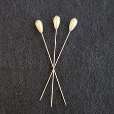 Set of 3 vintage Luster Pearl Teardrop white hat pins 3 inch Pair