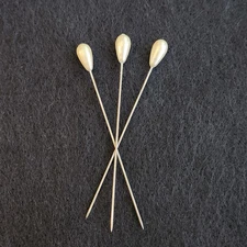 Set of 3 vintage Luster Pearl Teardrop white hat pins 3 inch Pair