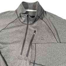L.L.Bean Quarter Zip Pullover Chest Zip Pocket Mens M Heather Gray