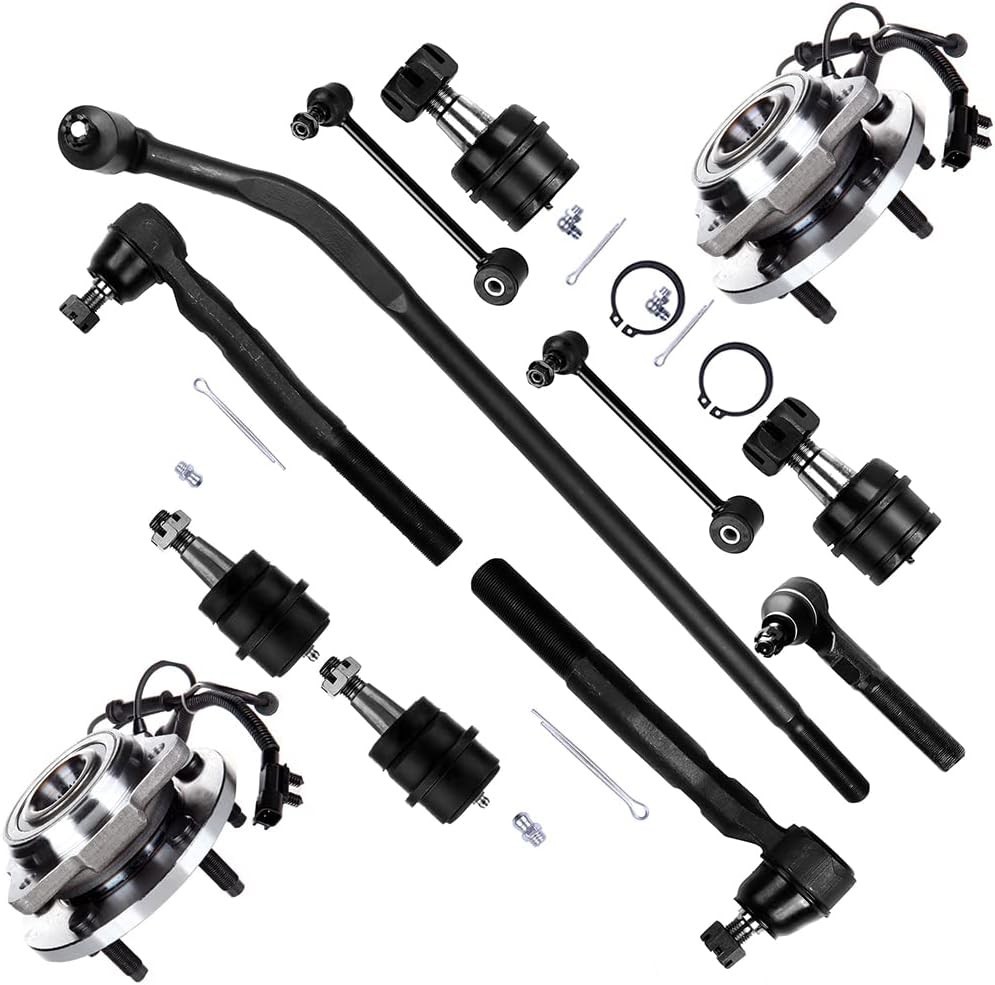 12pc Front Suspension Kit 2007-2016 Wrangler Tie Rod Ball Joint Sway Hub Bearing