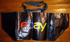 NEW eBay Branded Large Black Tote double handles like IKEA Frakta NWOT brand