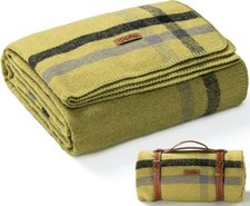 100 Wool Blanket, 62" x 86", Warm, Thick, Washable, Military Wool Blanket, Grea