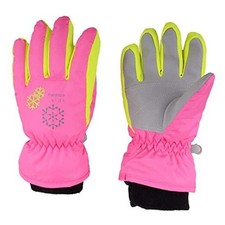 Kids Ski Snow Gloves Winter Cold Weather Windproof 3-5 years old A - Rose Red