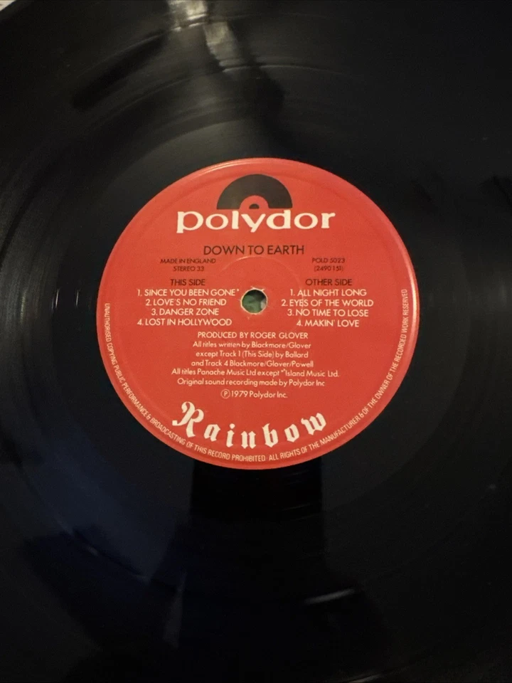 Rainbow Down to Earth Vinyl LP Record 1979 Original UK Album POLD 5023 - Image 2 of 4