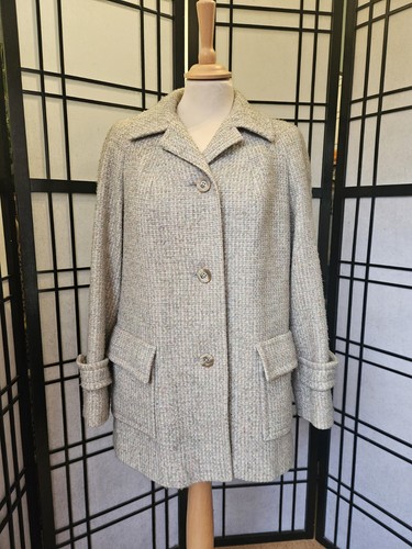 Aquascutum, Vintage Aquascutum Tweed Jacket Coat Made In England Pastel Blue Green Pink UK12