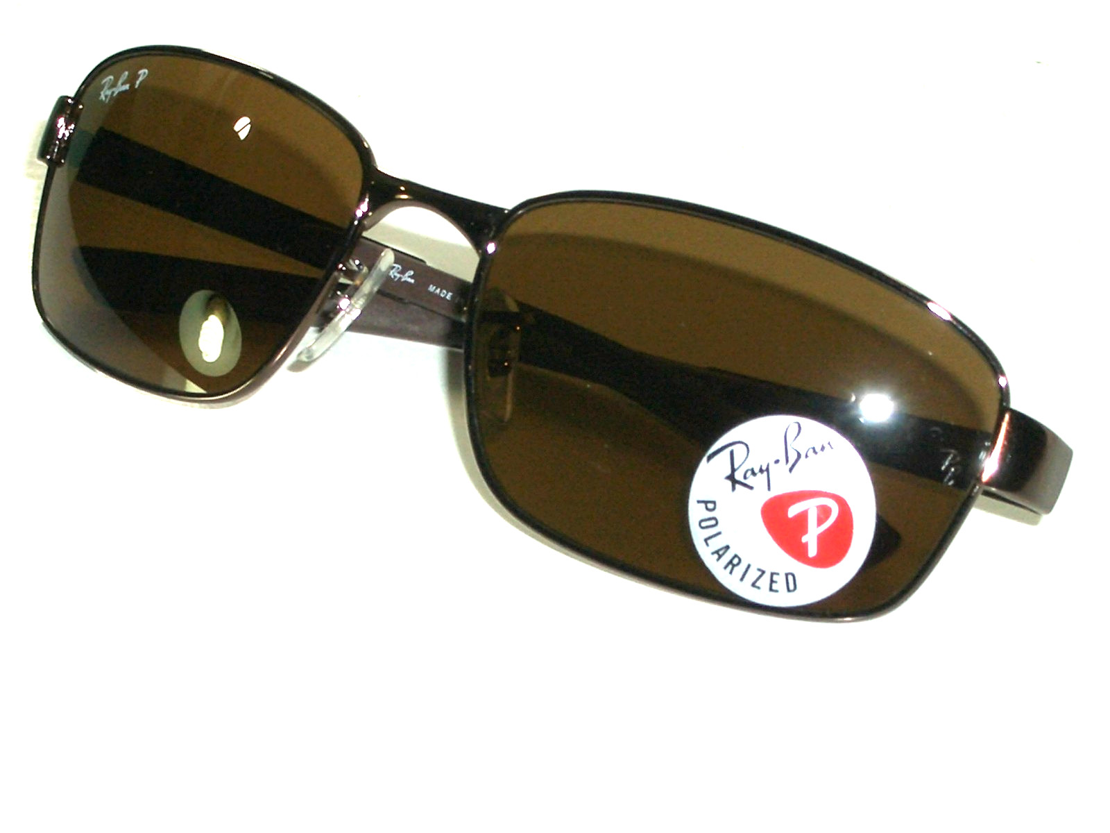 RAY-BAN RB3413 59[]18mm SLEEK BROWN MIRROR POLARIZED RECTANGULAR SUNGLASSES NEW image 6