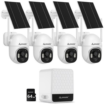 Anakk 4MP 10CH Wireless Wifi Solar Battery Security Camera System 2Way Audio