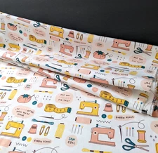 Joann Fabric 2 Yard Cotton Sewing Machines & Crafts Quilting Theme Material