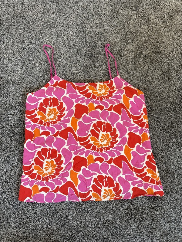 BANANA REPUBLIC colorful TANK top Shirt Size 14 Red, Pink & Orange 