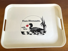 VTG Minnesota Loon Tray "From Minnesota with Love" Melamine White 15&rdquo;x11&rdquo; USA