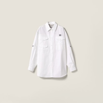 Miu Miu White Shirt Dress oversized Long Sleeve Mini Dress size small
