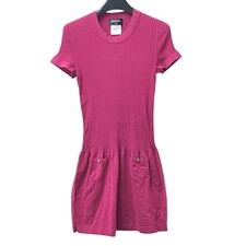 CHANEL P40365 CC CC Mark Logo Knit Short Sleeve Apparel One-piece Dress