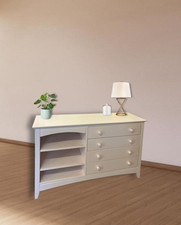 Julian Bowen cream/white chest of drawers with open shelves. 