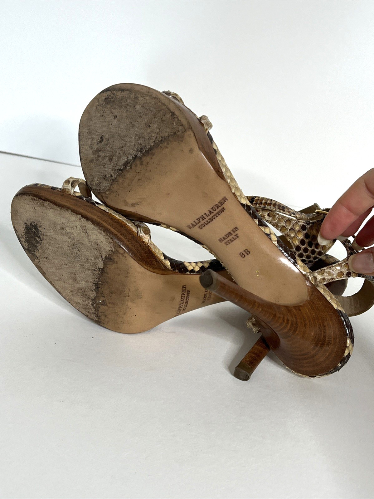 Ralph Lauren Collection Brown Python Ankle Strap … - image 10