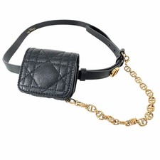 Christian Dior Cannage Black Leather Belt Bag Gold Chain CD Logo Made in Italy
