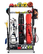 Golf Bag Storage Garage Organizer, 3 Golf Bag Stand and Sports Equipment Stor...