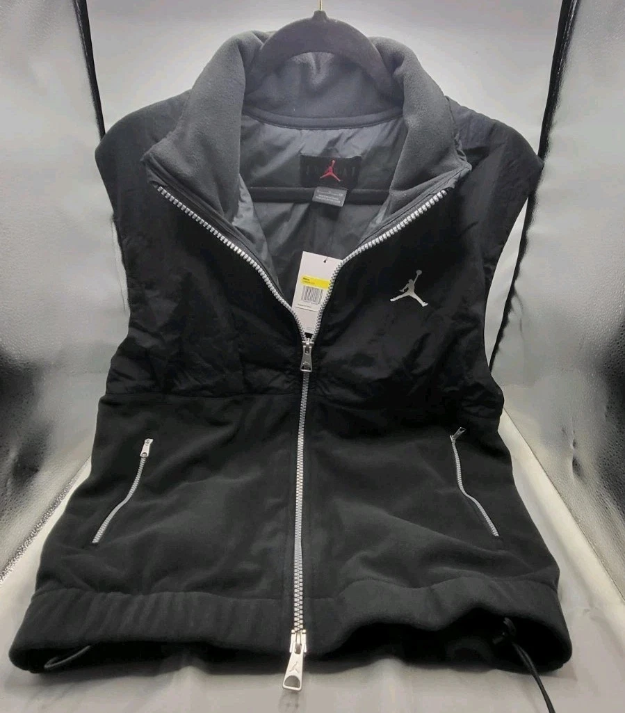 NWT $110 Nike Jordan Jumpman Fleece Vest Mens Small FD8628-010 Black Full Zip