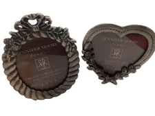2 Mini Picture Frames Metal by Jennifer Moore Pewter Victorian 90s Indonesia new