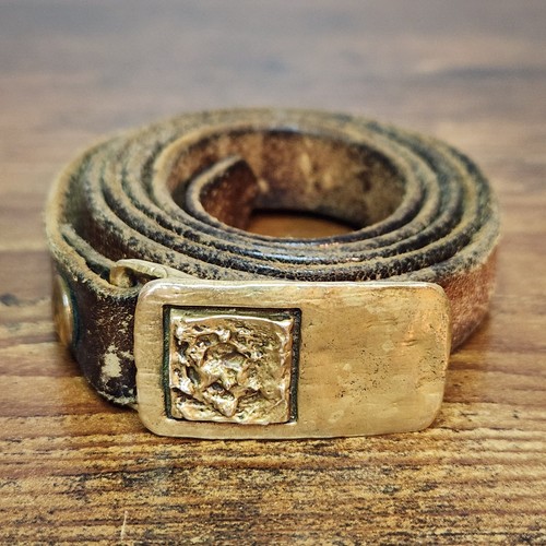 Vintage Signed Ivar Hyden Brass Belt Buckle 1979 Rare Framed Nugget