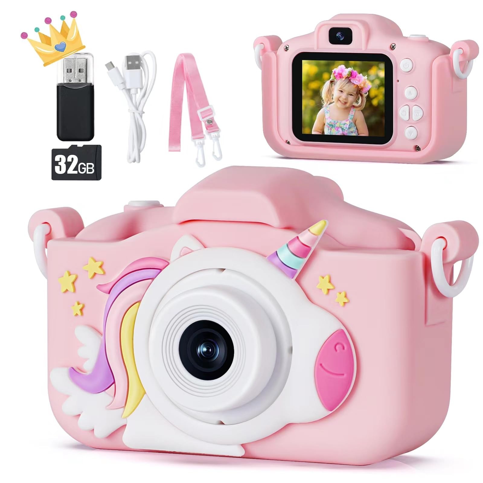 Appareil photo enfant 48MP avec zoom numérique et écran couleur de 2 pouces