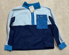 NWT Patagonia Kids Sz L Microdini half zip pullover new navy multicolor blue