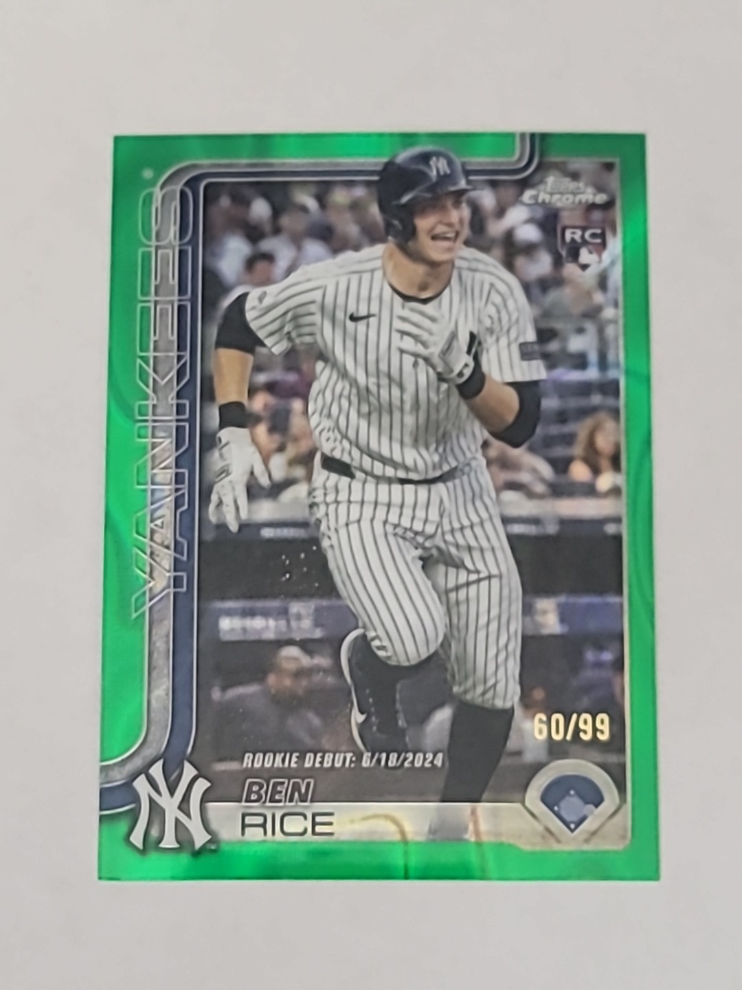 🔥2025 Topps Chrome Update #USC138 Ben Rice Green Wave Refractor RC /99 Yankees