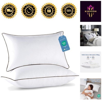 Plush Down Alternative Pillows Set of 2 - Machine Washable, OEKO-TEX Certified