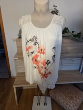 BEXLLEYS BLUSE HÄNGER TOP CHIFFON WEIß BUNT MIT SPITZE GR 50-52 SCHICKER KOMBI!!