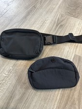 Lululemon Belt Bag Black + Small Accessories Bag With Logo Side Pouch Bundle