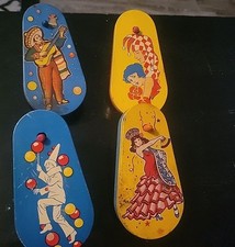 4 Vintage Tin Litho Toy Noisemakers New Year's Rattlers Lot B