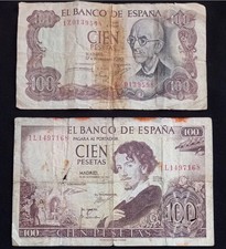 SPAGNA 100 (1965) + 100 (1970) Banconote - DANNEGGIATE