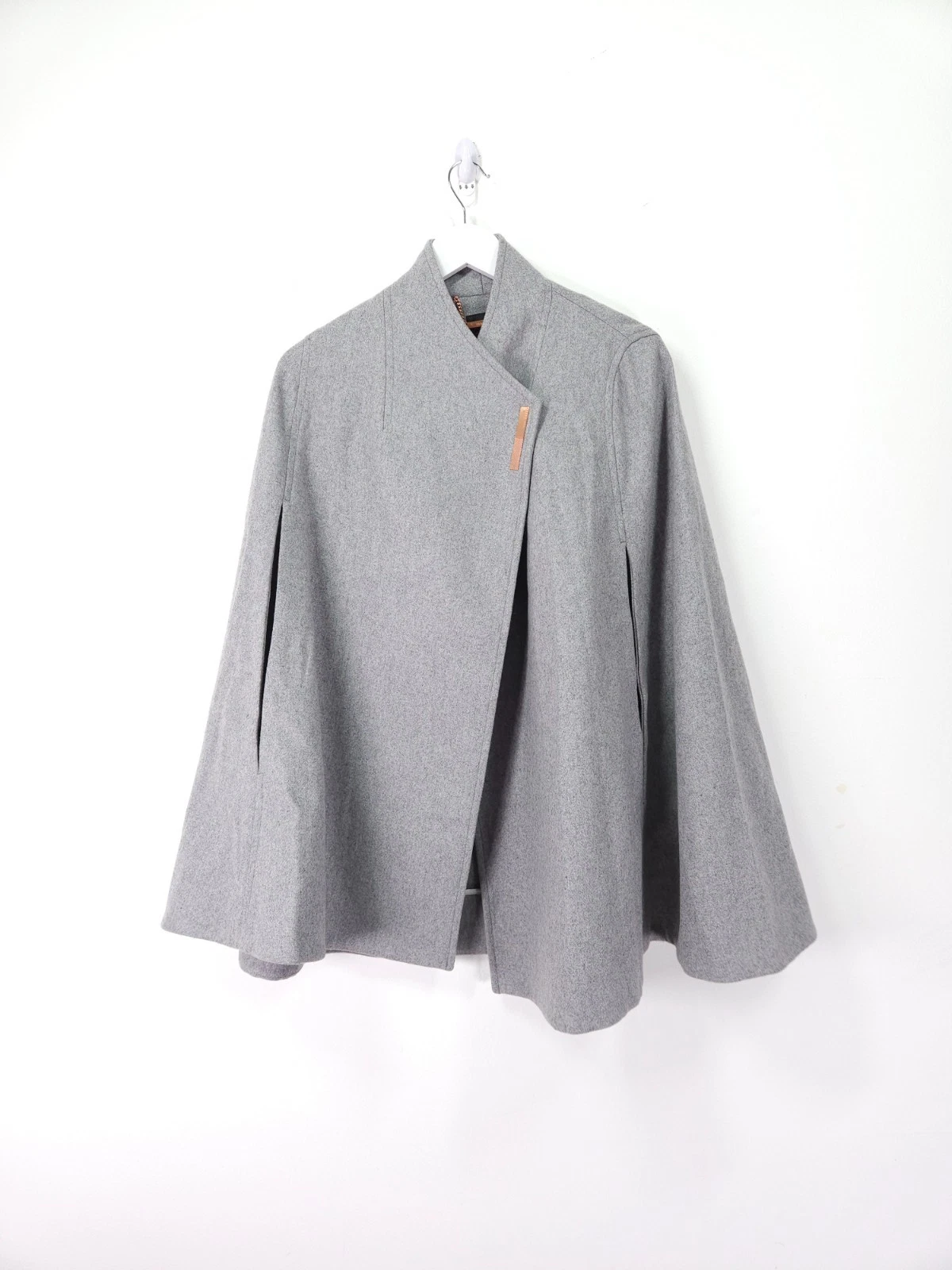 Ted Baker Aillaa Cape Small 6 8 10 Grey Batwing Jacket Poncho Wool Cashmere Mix