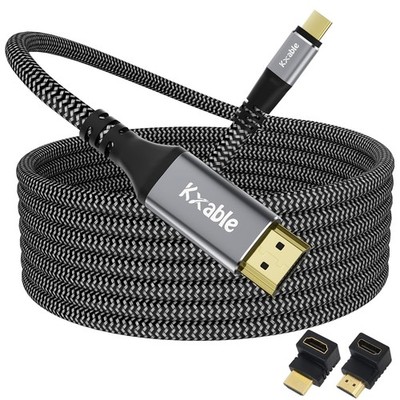 USB C to HDMI Cable 20 FT, 4K Type-C to HDMI Braided Cord, [Thunderbolt 3/4 Comp