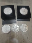 25 OZ SILVER AMERICA THE BEAUTIFUL  FIVE OZ SILVER COINS LOT OF 5 COINS