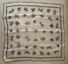 VTG Equestrian Horses and Dogs English 100 Silk Scarf Square 17 X 16