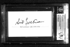 Sid Luckman Chicago Bears HOF QB Signed Cut Beckett