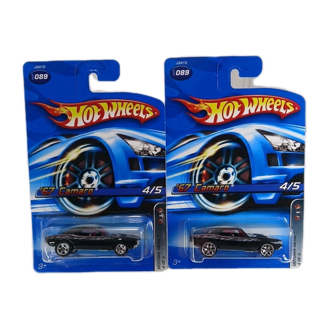 2006 Hot Wheels Motown Metal'67 CAMARO lot of 2 Wheel Variants 5SP & Y5 #089 