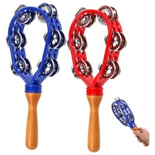 2 Pack 12" Tambourine for Adults, Double Row Metal Jingles Hand Held