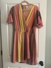 Donna Morgan Women's Faux Wrap Dress Multicolored Dotted Print Size 8