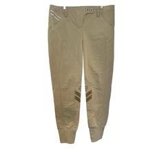 Horze English Riding Breeches Pants Brown Tan Rhinestone Embellished Size L NEW