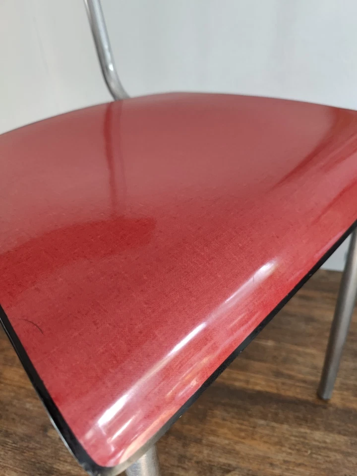 Jacques Hitier Chair 1950 Tubauto Red Seat Bakelite Style - Image 3 of 4